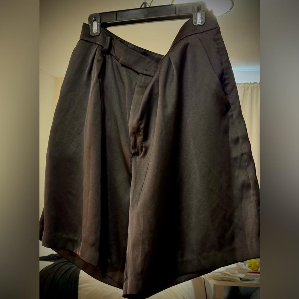 Black Satin Bermuda Shorts